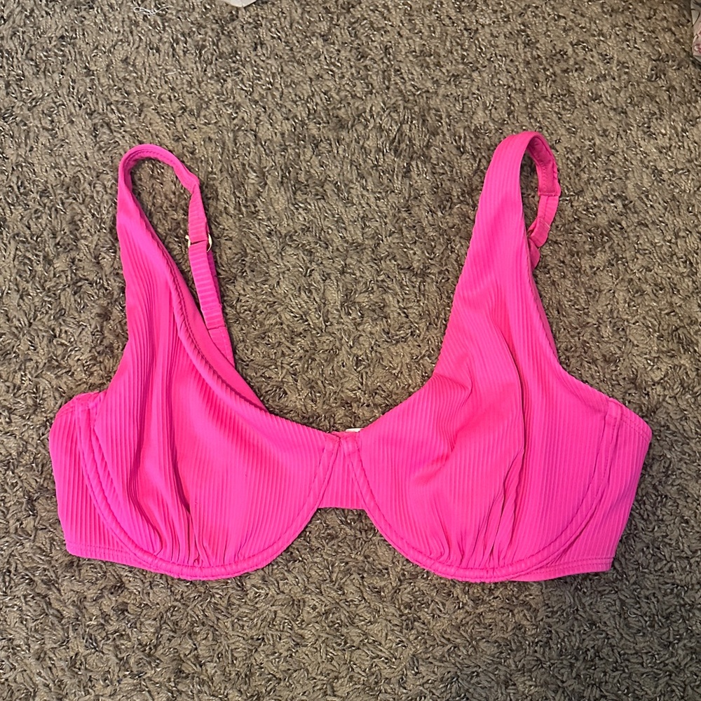 Hollister Ribbed Underwire Bikini Top - Bright Pink